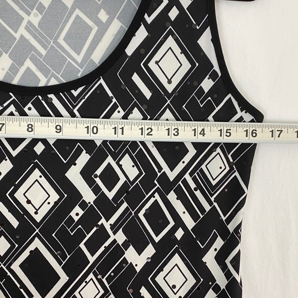 Gitane Sleeveless Mini Dress Black and White Geometric Fit and Flare - Picture 5 of 8